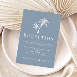 Tarjeta De Recepción Acogida de bodas de palmeras tropicales azul turbi