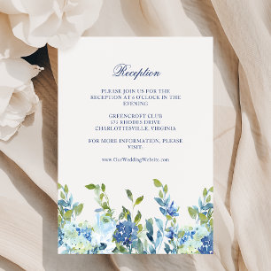 Tarjeta De Recepción Acogida de bodas florales en azul y marina