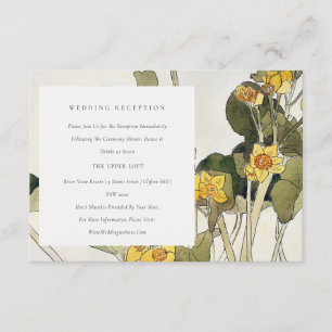 Tarjeta De Recepción Acogida de bodas florales en Daffodil Amarillo Rús