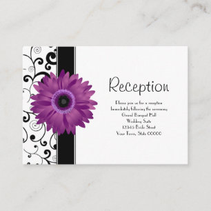 Tarjeta De Recepción Acogida de bodas Morado Gerbera Daisy con Scroll