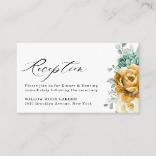 Tarjeta De Recepción Acogida de bodas verdes de mustard amarilla floral