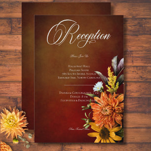 Tarjeta De Recepción Acogida floral de verano elegante oscuro