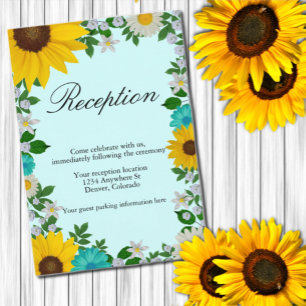 Tarjeta De Recepción Acogida floral rústica de Sunflower Daisy