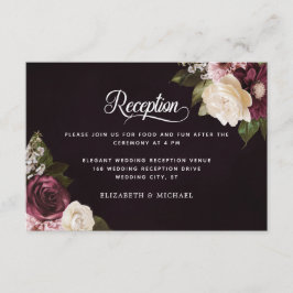 Tarjeta De Recepción Acogida Moody Floral Elegante Boda Oscura
