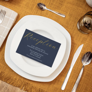 Tarjeta De Recepción Acogida Opulenta de Boda Azul