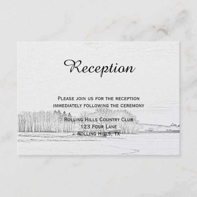 Tarjeta De Recepción Acogida rústica de bodas en invierno (Anverso)