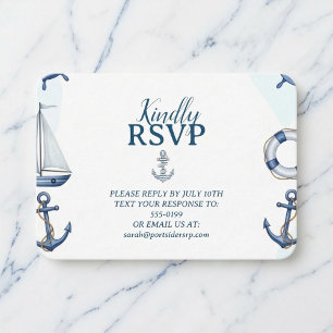Tarjeta De Recepción Acuarela Ancla Náutica Cumpleaños RSVP