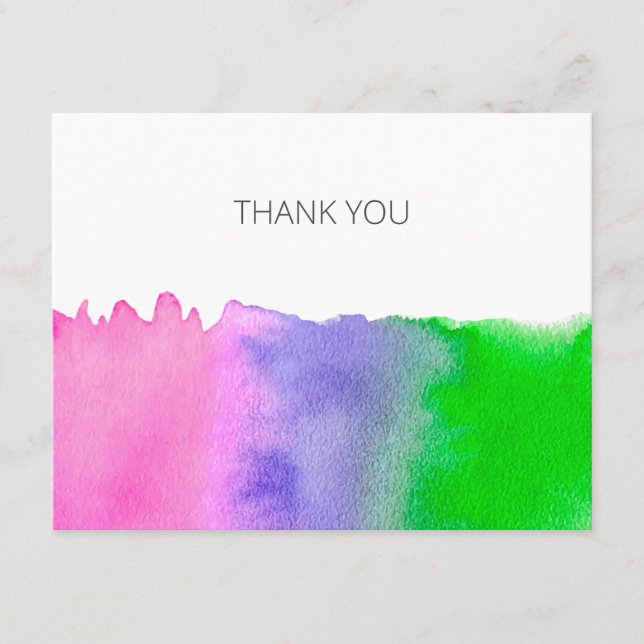 Tarjeta De Recepción Acuarela artística multicolor Gracias (Anverso)