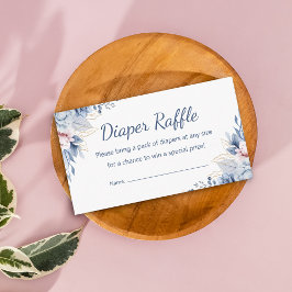 Tarjeta De Recepción acuarela azul floral dique rifa bebé ducha