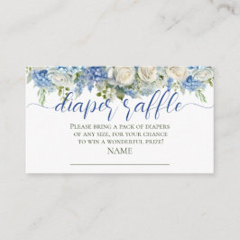 Tarjeta De Recepción Acuarela Azul Hidrangea Flores Diaper Raffle