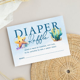 Tarjeta De Recepción Acuarela bajo el mar Baby Shower Diaper Raffle