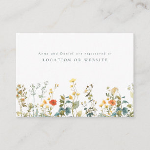 Tarjeta De Recepción Acuarela Boda de flores silvestres gabinete de reg