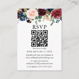 Tarjeta De Recepción Acuarela Boda mixto de fotografía floral QR RSVP