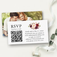 Acuarela Burgundy Boda de fotografía floral QR RSV