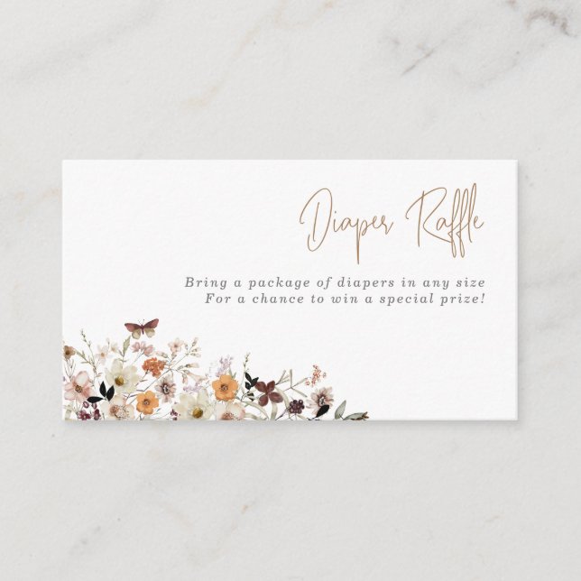 Tarjeta De Recepción Acuarela Caída Flores Silvestres Diaper Raffle (Anverso)