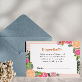 Tarjeta De Recepción Acuarela Citrus Tropical Diaper Raffle Enclosur