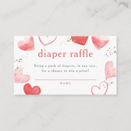 Tarjeta De Recepción Acuarela Corazones Chica Baby Shower Diaper Raffle
