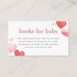 Tarjeta De Recepción Acuarela Corazones Chica Libros Baby Shower Para B