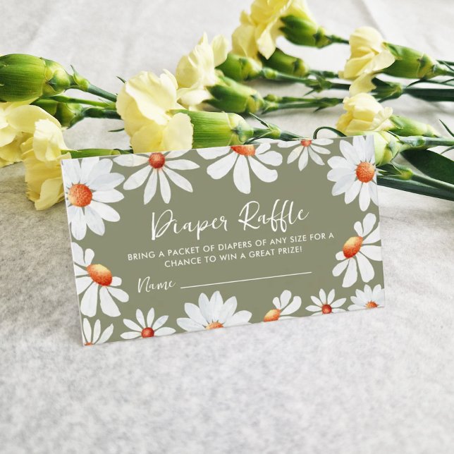 Tarjeta De Recepción Acuarela Daisies Diaper Raffle (Subido por el creador)