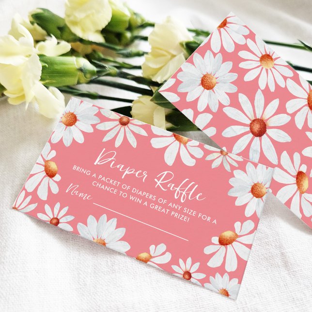 Tarjeta De Recepción Acuarela Daisies Diaper Raffle (Subido por el creador)