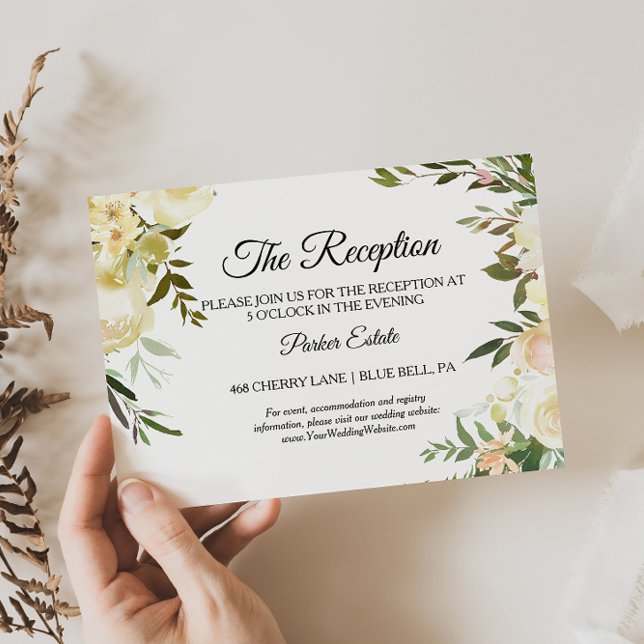 Tarjeta de recepción acuarela de boda floral (Subido por el creador)