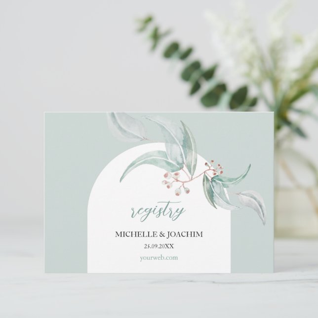 Tarjeta De Recepción Acuarela De Eucalipto Fresco Al Estilo Boho (Anverso de pie)