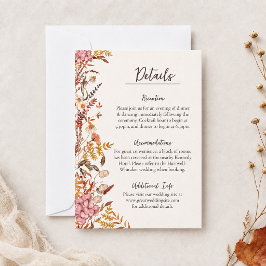 Tarjeta De Recepción Acuarela de Flor Silvestre de Otoño Cálido