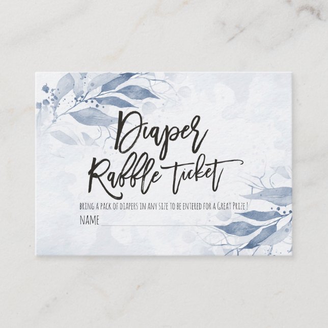 Tarjeta De Recepción Acuarela deja el boleto de Baby Shower Diaper Raff (Anverso)