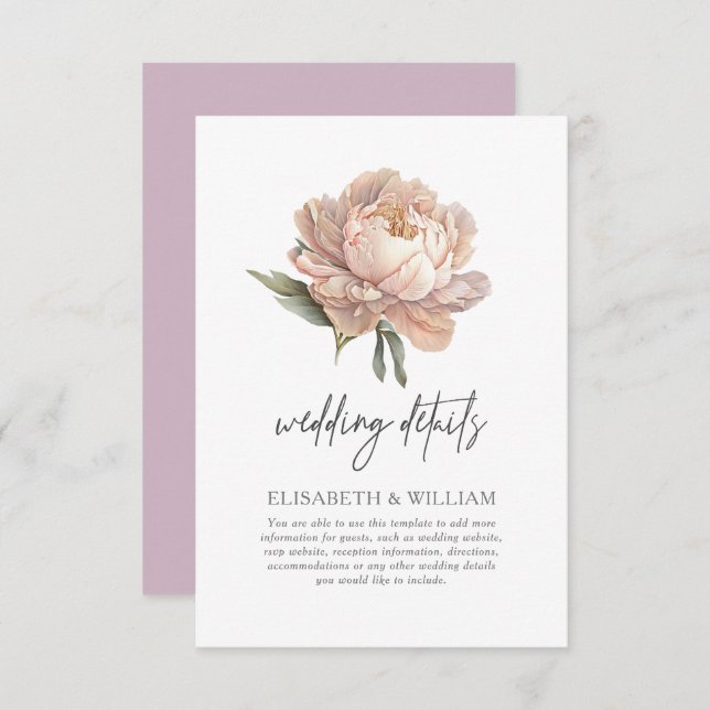 Tarjeta De Recepción Acuarela Detalles de la boda en el jardín (Anverso / Reverso)