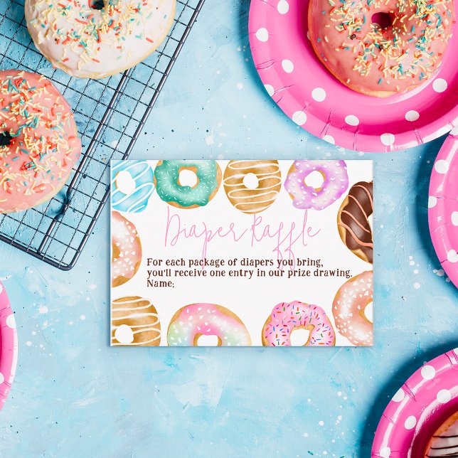 Tarjeta De Recepción Acuarela dulce lindo donuts bebé diaper raffle (Subido por el creador)