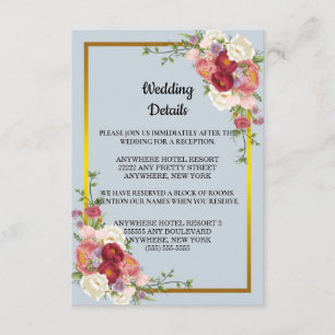 Tarjeta De Recepción Acuarela Duste Gray Gold Peach Floral Boda
