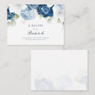 Tarjeta De Recepción Acuarela Dusty Blue Floral Bridal Shower Receta