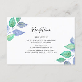 Tarjeta De Recepción Acuarela Dusty Blue Foliage Wedding