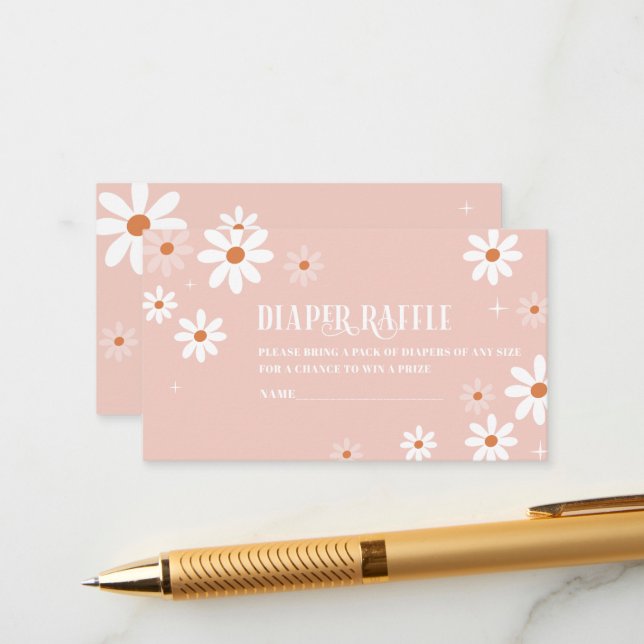 Tarjeta De Recepción Acuarela Elegante chica margarita pañal para la du (Anverso/Reverso In Situ)