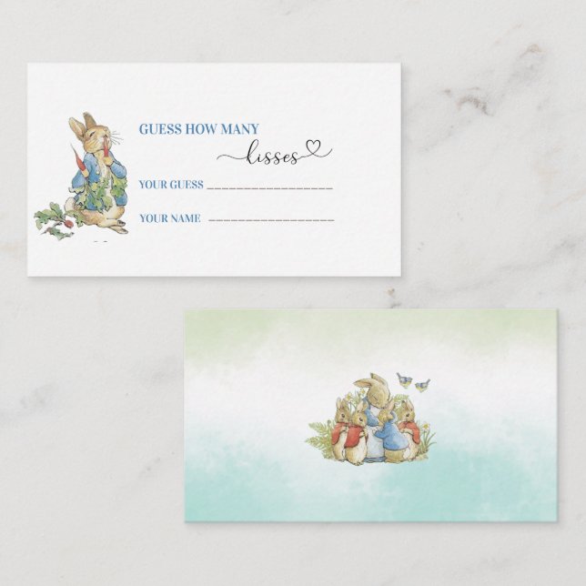 Tarjeta De Recepción Acuarela Elegante Peter Rabbit bebé de flores silv (Anverso / Reverso)