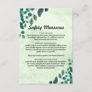 Tarjeta De Recepción Acuarela Eucalyptus deja medidas de seguridad