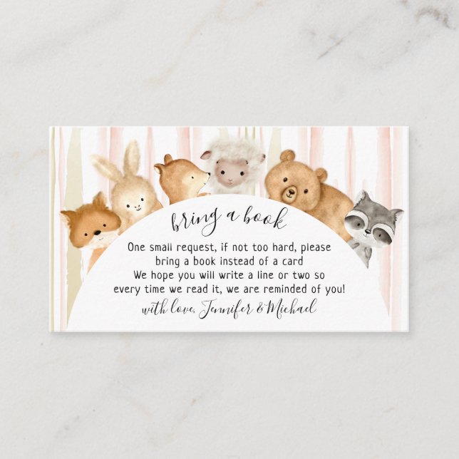 Tarjeta De Recepción Acuarela Famosa de los animales de los bosques tra (Anverso)