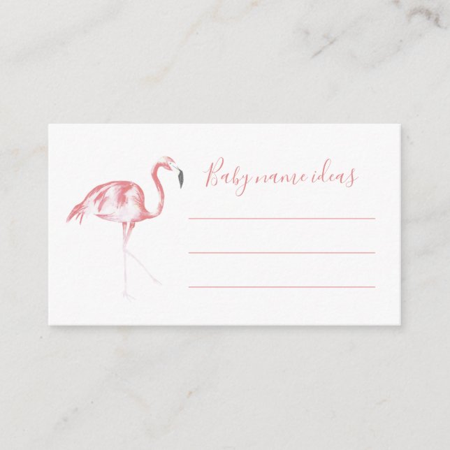 Tarjeta De Recepción Acuarela Flamingo Ideas para el nombre del bebé Ba (Anverso)