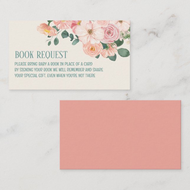 Tarjeta De Recepción Acuarela Floral Boho baby Ducha Solicitud de libro (Anverso / Reverso)