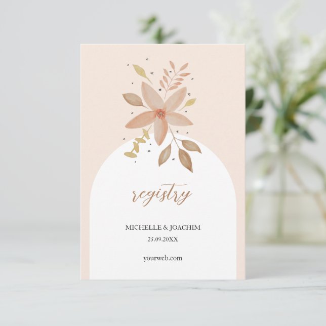 Tarjeta De Recepción Acuarela Floral Boho Terracotta Exótica (Anverso de pie)