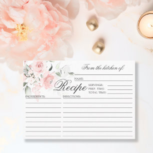Tarjeta De Recepción Acuarela Floral Ducha de novia Gabinete RECIPE