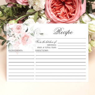 Tarjeta De Recepción Acuarela Floral Ducha de novia Gabinete RECIPE