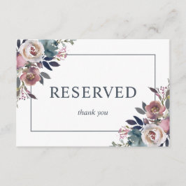Tarjeta De Recepción Acuarela Floral Dusty Rosa Mauve Blue RESERVADO