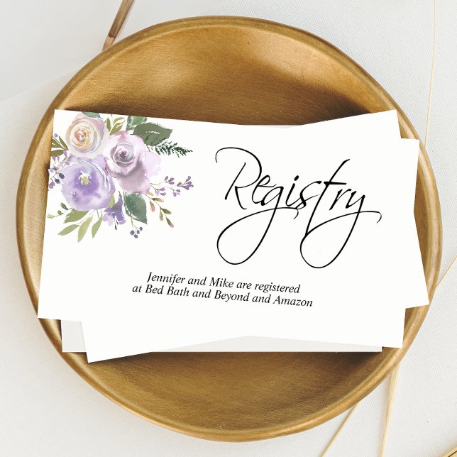 Tarjeta De Recepción Acuarela Floral Lavanda Lilac Boda REGISTRO (Subido por el creador)