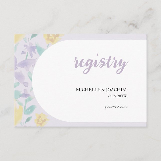 Tarjeta De Recepción Acuarela floral Lilac Boho artístico (Anverso)