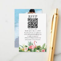 Acuarela Floral tropical Foto QR RSVP Flamingo