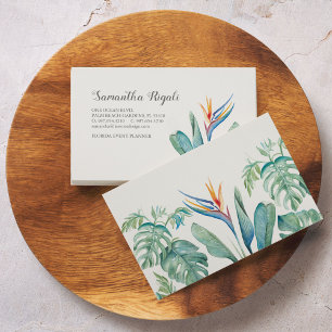 Tarjeta De Recepción Acuarela Floral Tropical y Negocio de Follaje