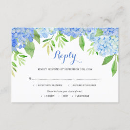 Tarjeta De Recepción Acuarela Hidrangea Azul Boda Floral Comida RSVP