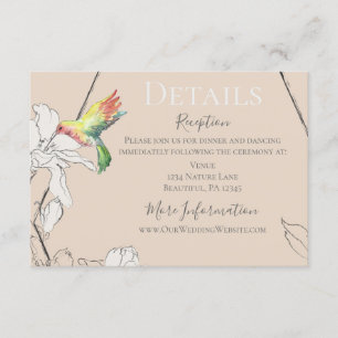 Tarjeta De Recepción Acuarela Hummingbird Boda Geométrico Floral