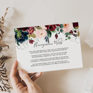 Tarjeta De Recepción Acuarela Ilustrada Caída Floral Deseos De Luna De